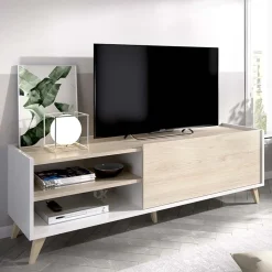 Mobile porta TV 155x47h cm soggiorno rovere bianco Elmer