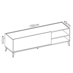 Mobile porta TV 155x47h cm soggiorno rovere bianco Elmer