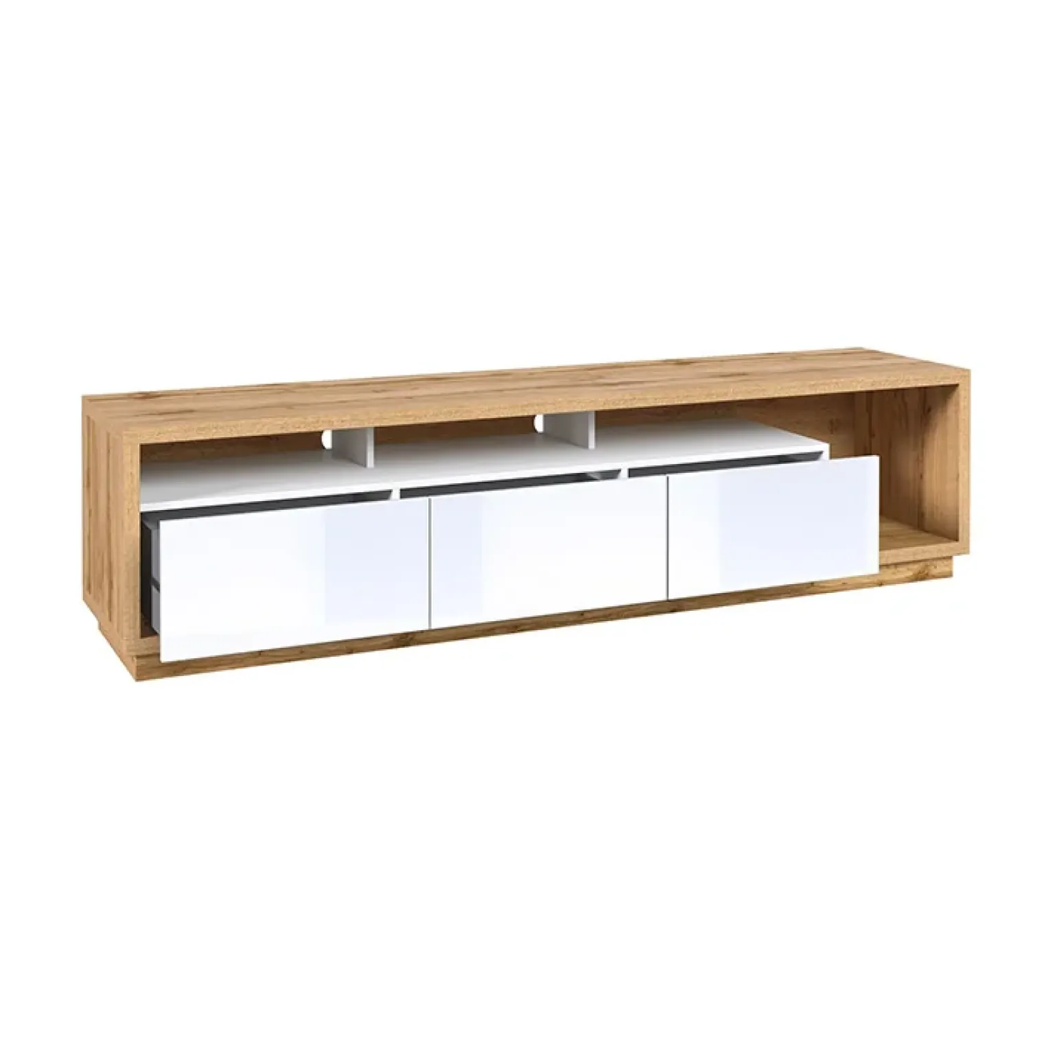 Mobile porta TV 200x50h cm soggiorno bianco lucido rovere Favorita