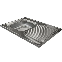 Mobile sottolavello cucina 80x86h cm multiuso con lavello 1 vasca sinistra acciaio inox rovere olmo Talise