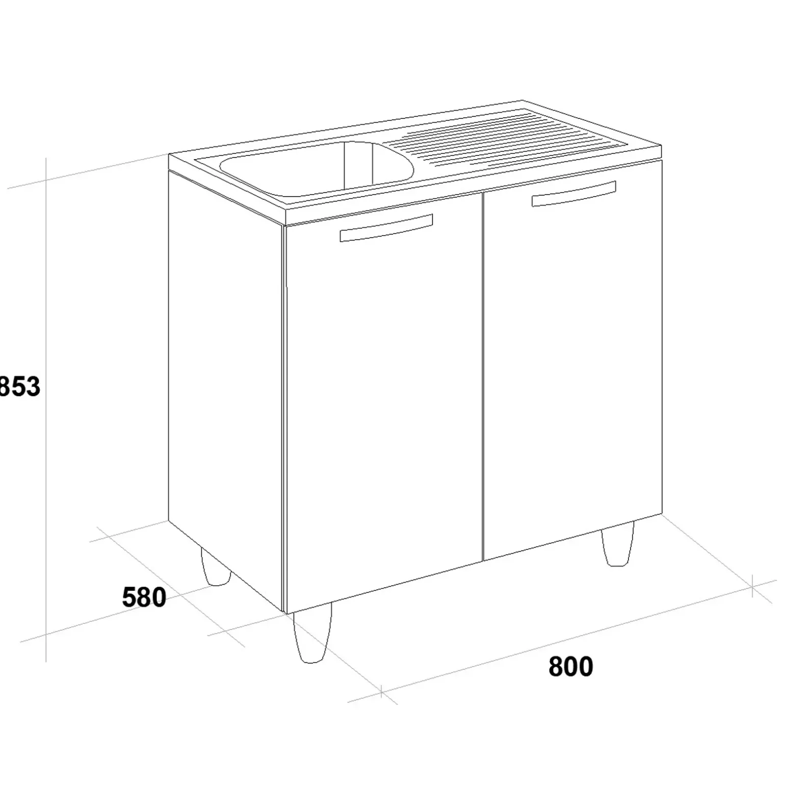 Mobile sottolavello cucina 80x86h cm multiuso con lavello 1 vasca sinistra acciaio inox bianco frassinato Talise
