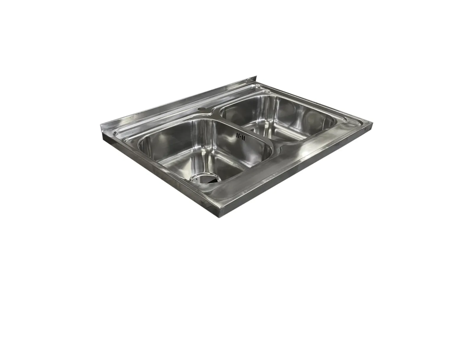 Mobile sottolavello cucina 80x86h cm multiuso con lavello 2 vasche acciaio inox bianco frassinato Talise