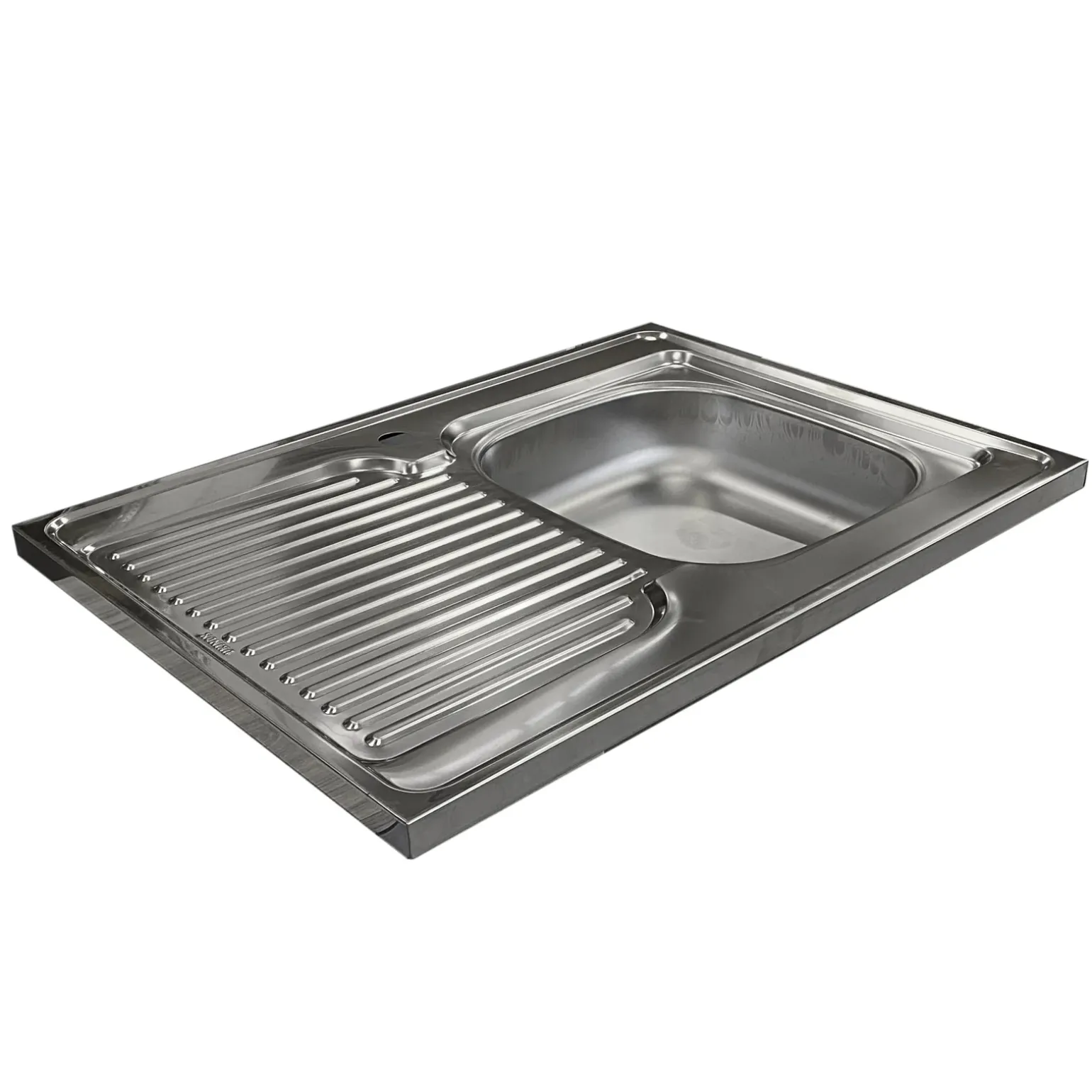 Mobile sottolavello cucina 80x86h cm multiuso con lavello 1 vasca destra acciaio inox bianco frassinato Talise
