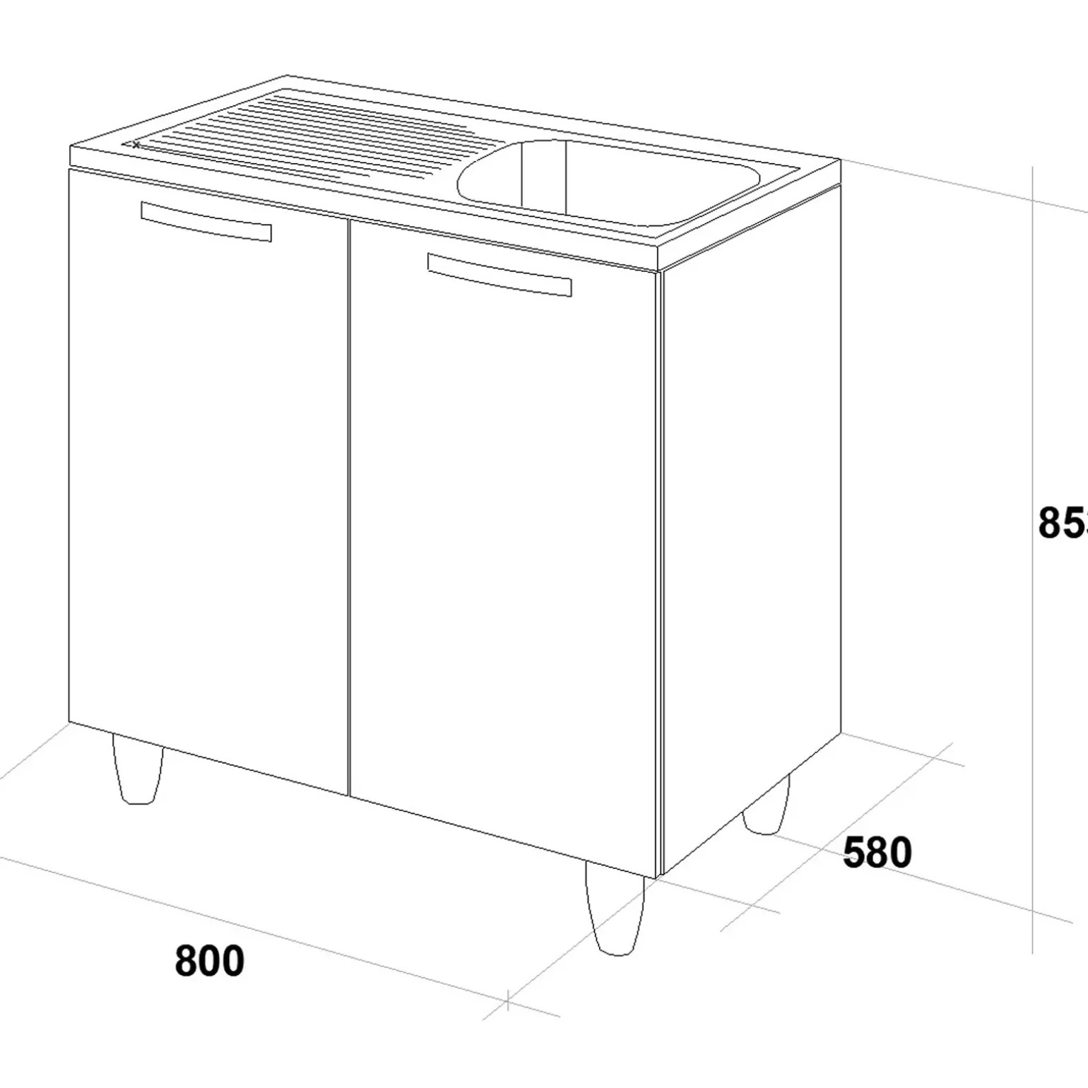 Mobile sottolavello cucina 80x86h cm multiuso con lavello 1 vasca destra acciaio inox bianco frassinato Talise