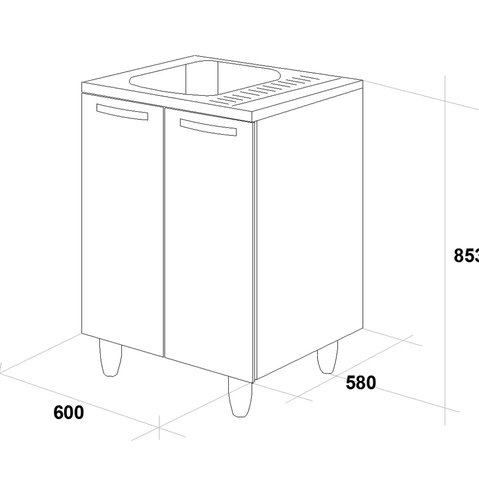Mobile sottolavello cucina 60x86h cm multiuso con lavello acciaio inox 2 ante rovere olmo Talise