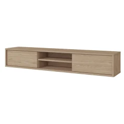 Mobile TV soggiorno sospeso 180x32h cm 2 ante a ribalta 2 vani rovere Glem