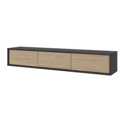 Mobile TV soggiorno sospeso 180x32h cm 3 ante a ribalta rovere grigio Glem
