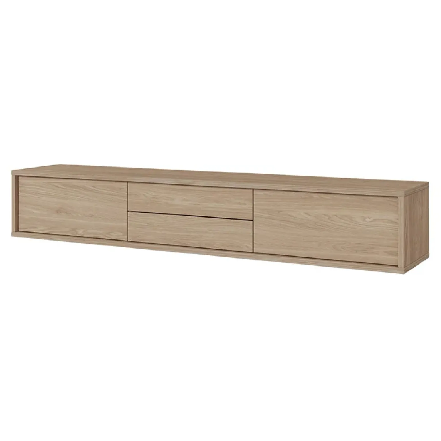 Mobile TV soggiorno sospeso 180x32h cm 2 ante a ribalta 2 cassetti rovere Glem