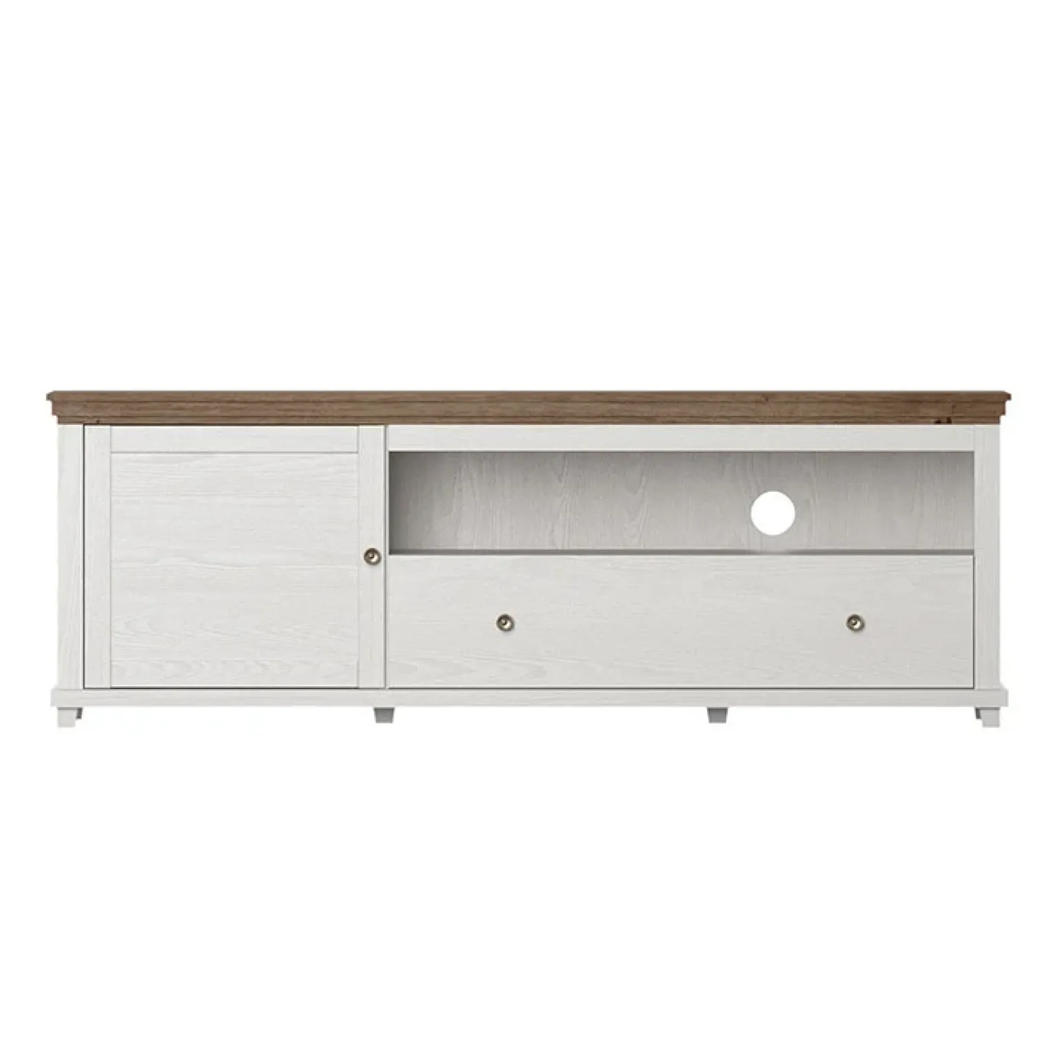 Mobile TV 181x61h cm 1 anta 1 cassetto bianco frassinato rovere Texel