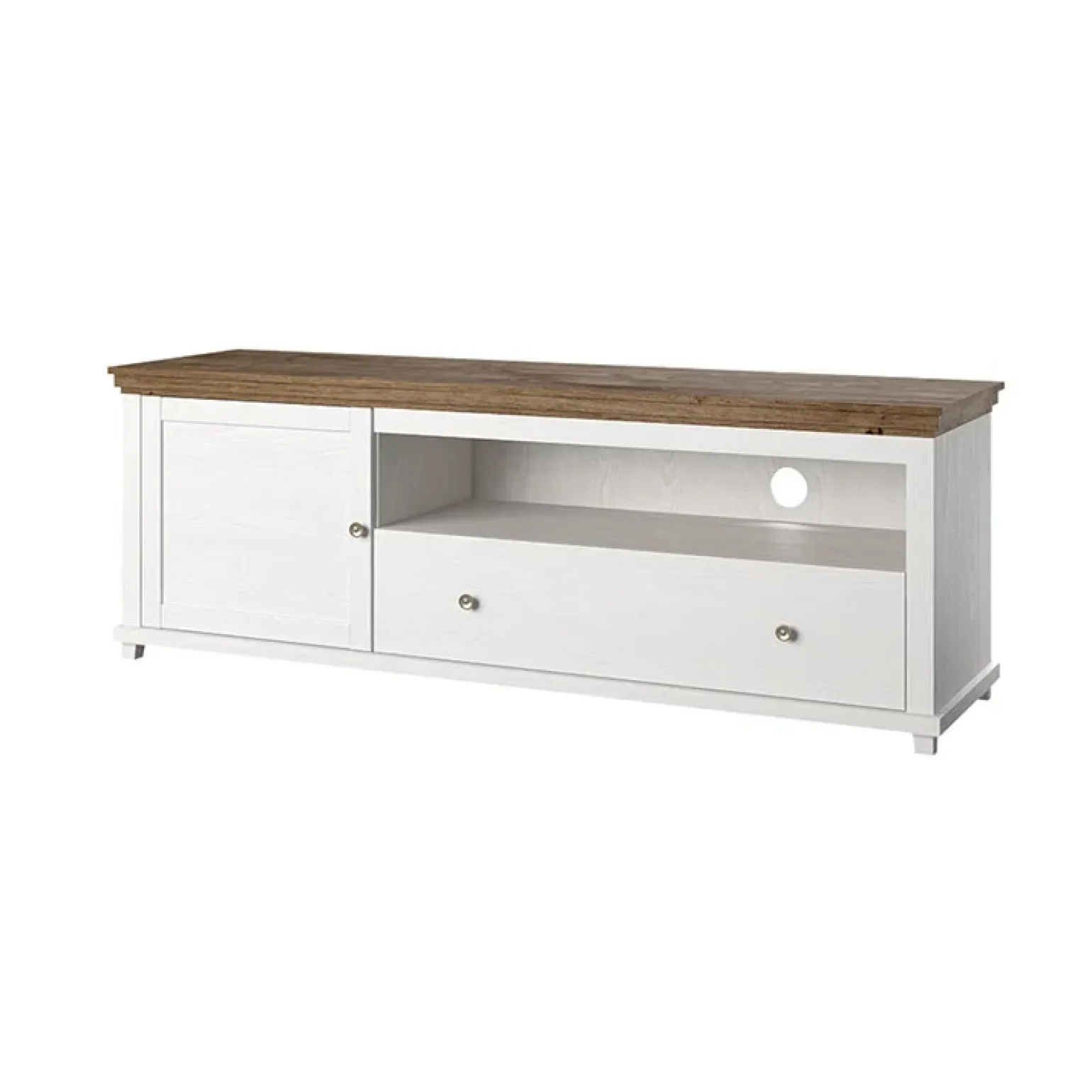 Mobile TV 181x61h cm 1 anta 1 cassetto bianco frassinato rovere Texel