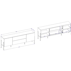 Mobile TV 200x70h cm 2 ante 2 cassetti moderno bianco Simple