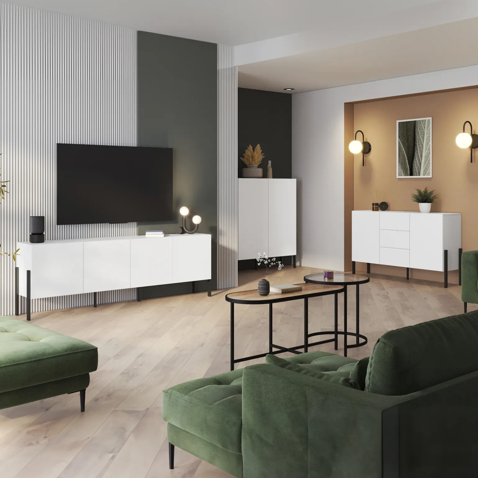 Mobile TV 200x70h cm 4 ante moderno bianco Simple