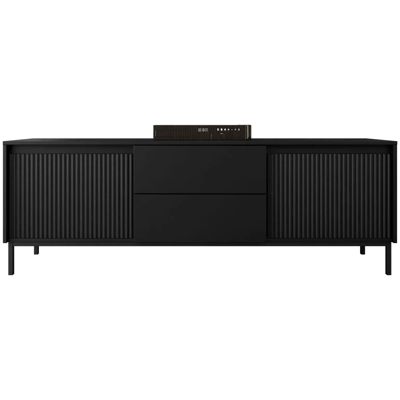 Mobile TV 174x60h cm 2 cassetti design cannettato nero Strike