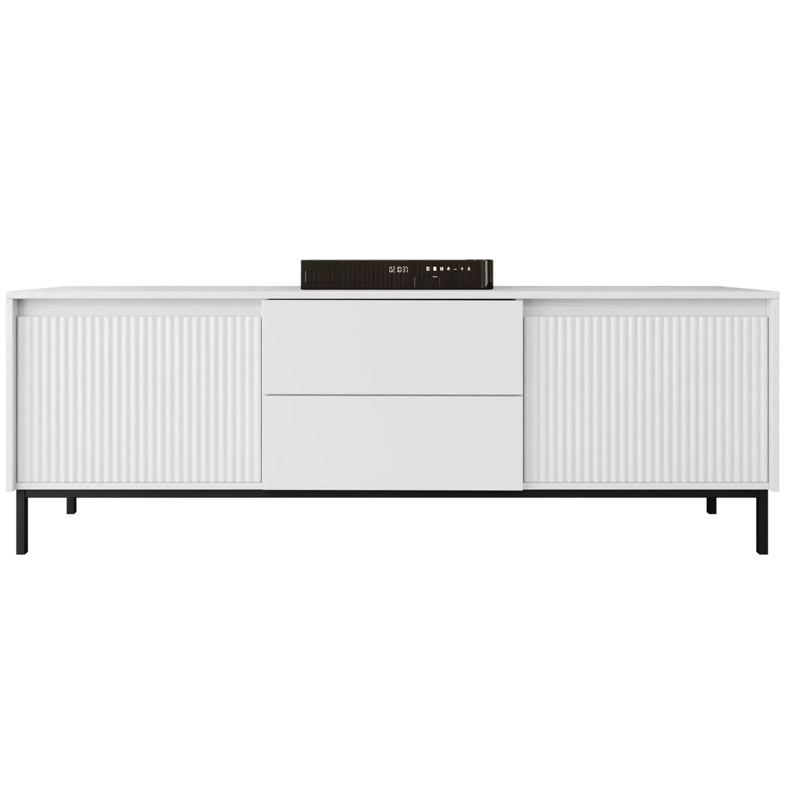 Mobile TV 174x60h cm 2 cassetti design cannettato bianco Strike