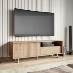 Mobile TV 152x52h cm 1 cassetto design rustico cannettato rovere Branch