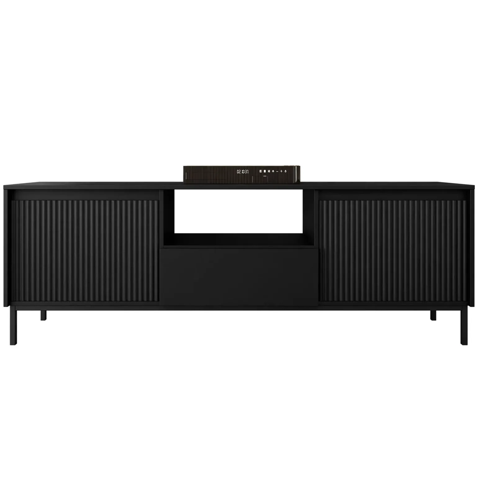 Mobile TV 174x55h cm design cannettato nero Strike