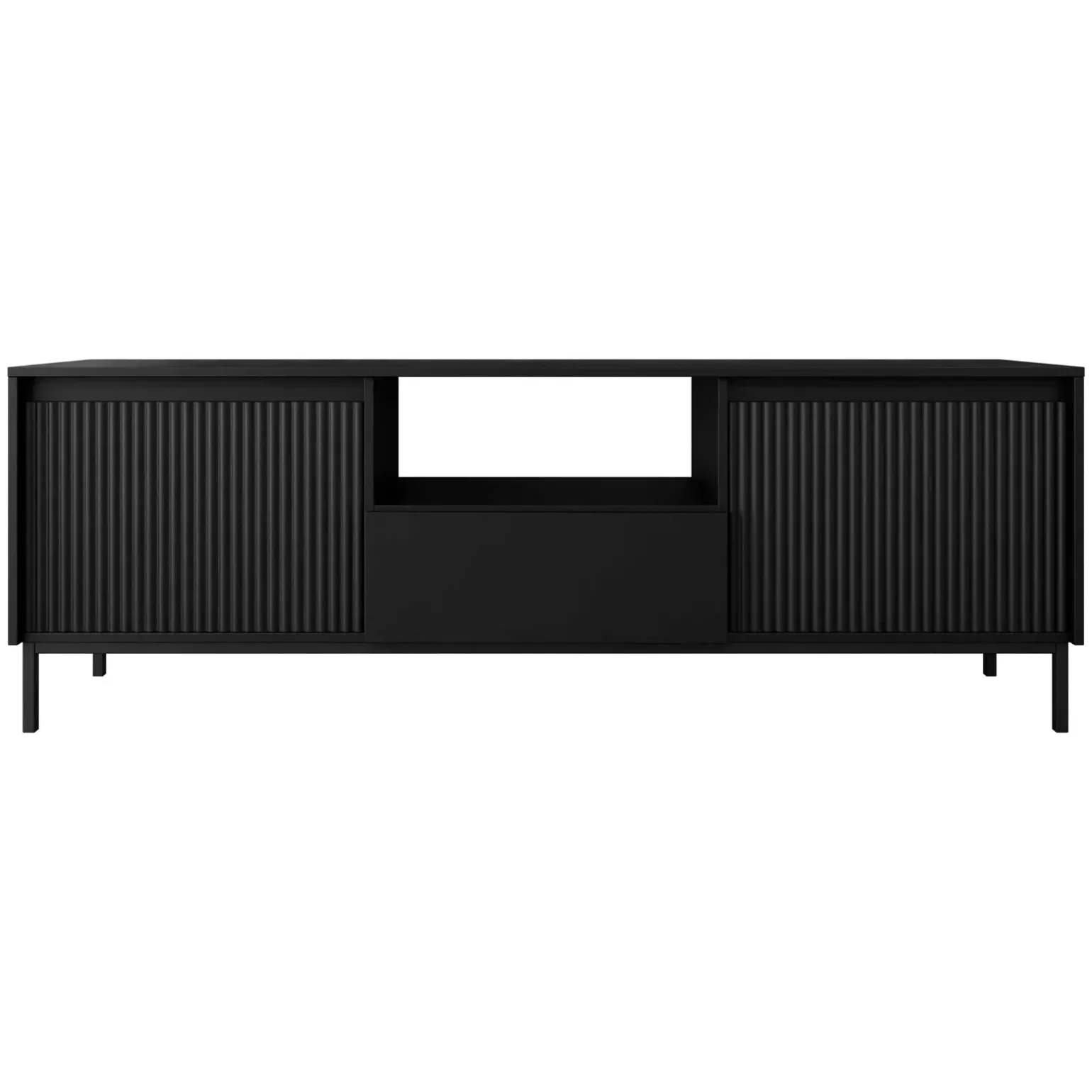 Mobile TV 174x55h cm design cannettato nero Strike