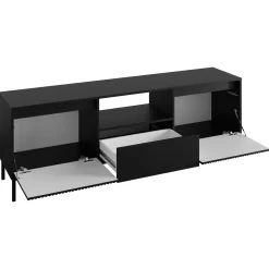 Mobile TV 174x55h cm design cannettato nero Strike