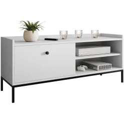 Mobile TV 140x55h cm design moderno bianco Pollon