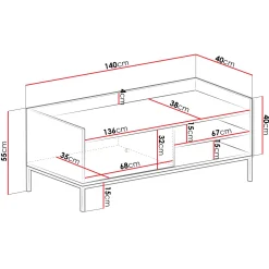 Mobile TV 140x55h cm design moderno bianco Pollon