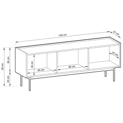 Mobile TV 144x55h cm design moderno rosso Passion