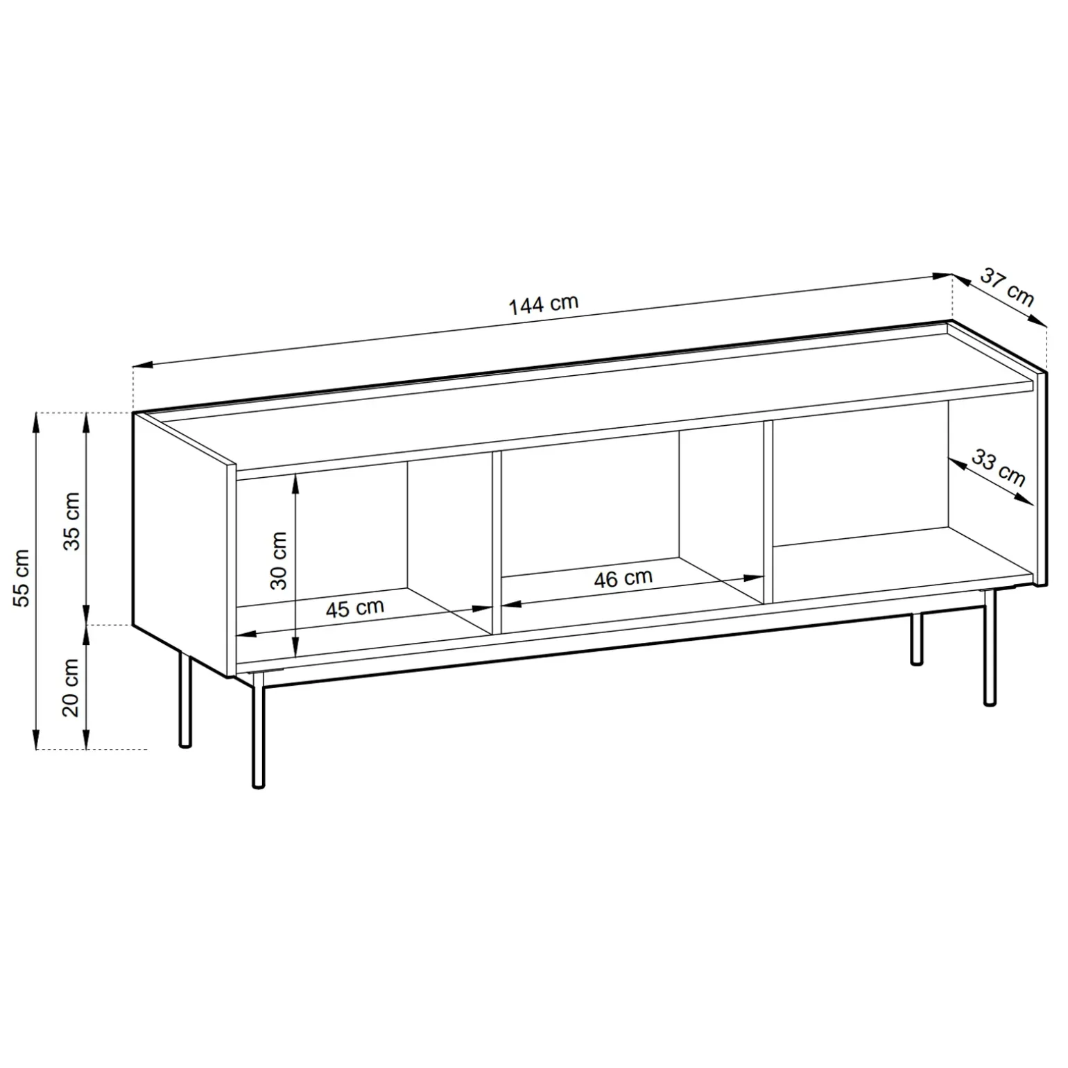 Mobile TV 144x55h cm design moderno rosso Passion