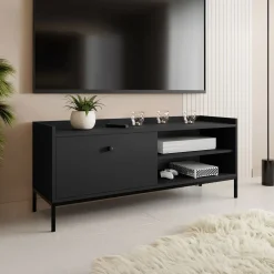 Mobile TV 140x55h cm design moderno nero Pollon