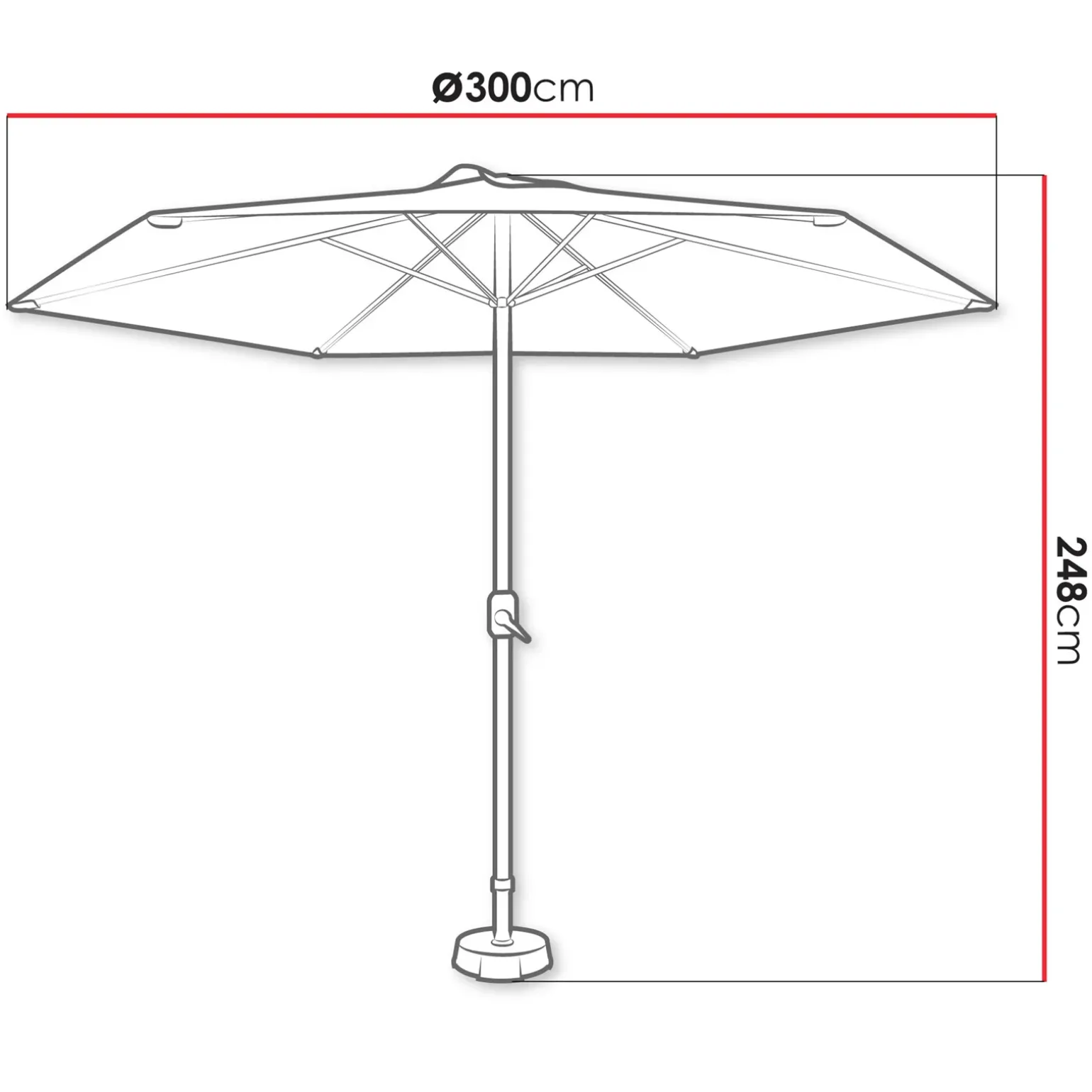 Ombrellone da giardino 300x300cm nero grigio Fiorella