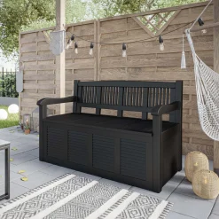 Panca da giardino con contenitore grigio scuro Clementina
