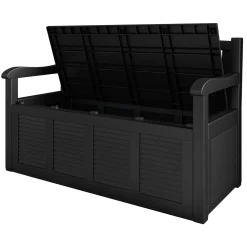 Panca da giardino con contenitore grigio scuro Clementina