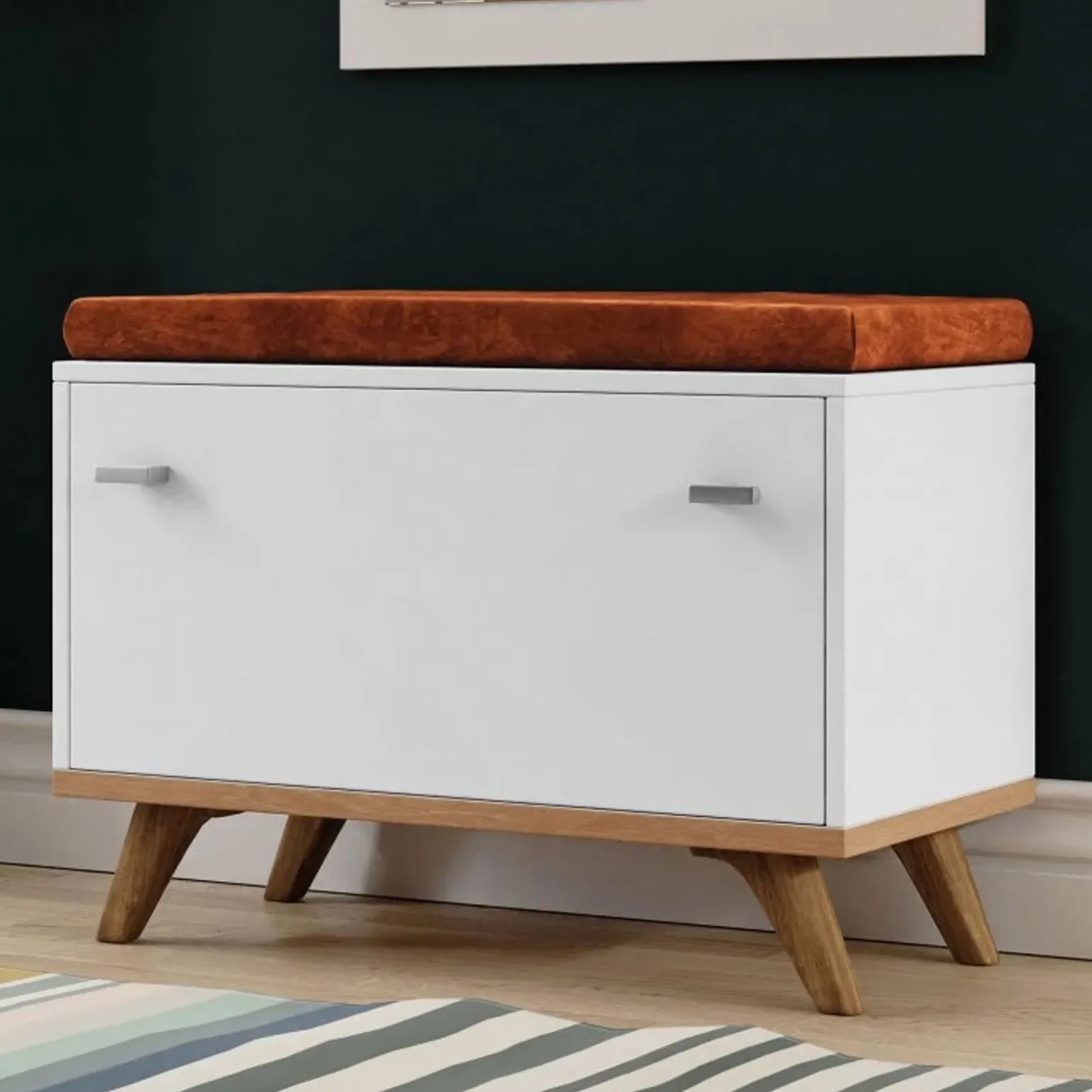 Panca ingresso 69x50h cm con scarpiera bianco rovere Clea