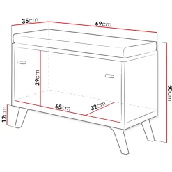 Panca ingresso 69x50h cm con scarpiera bianco rovere Clea