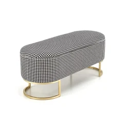 Panca moderna 105x42cm in tessuto nero bianco oro Denes