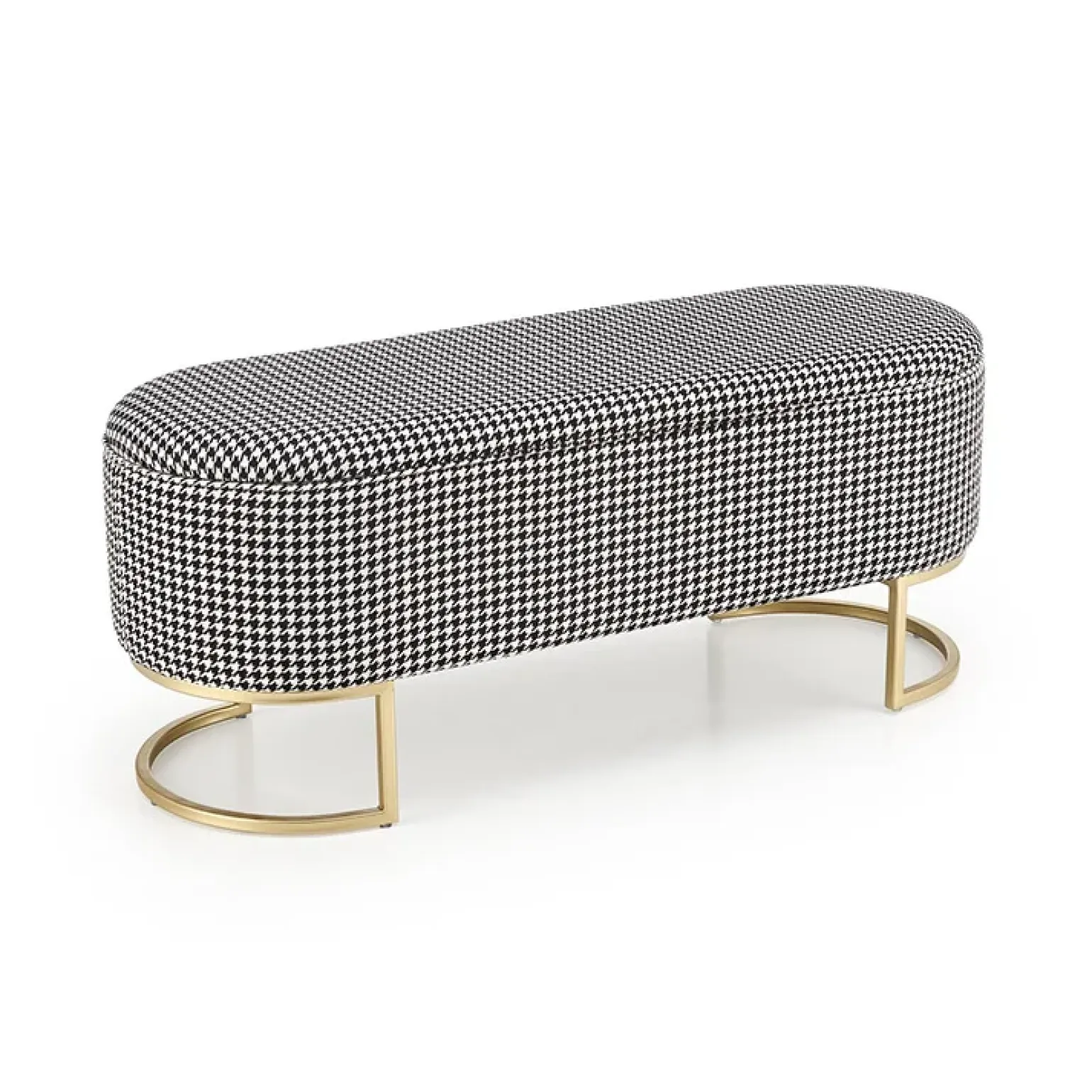 Panca moderna 105x42cm in tessuto nero bianco oro Denes