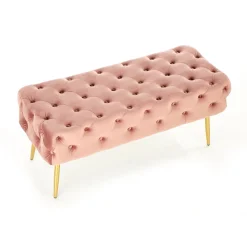 Panca moderna 100x45cm in tessuto rosa oro Napoleon
