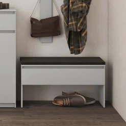 Panca scarpiera 92x50cm con imbottitura grigio Accent