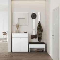 Panca scarpiera 92x50cm con imbottitura bianco Accent