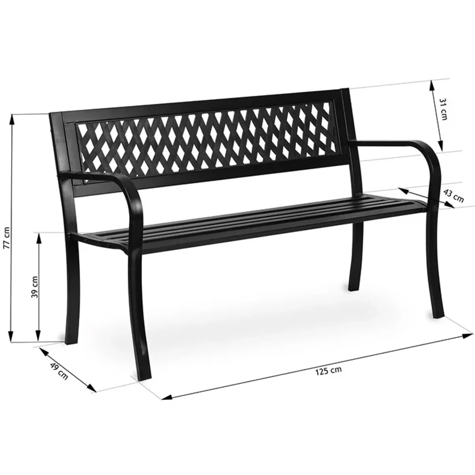 Panchina con schienale da giardino metallo nero Sitdown