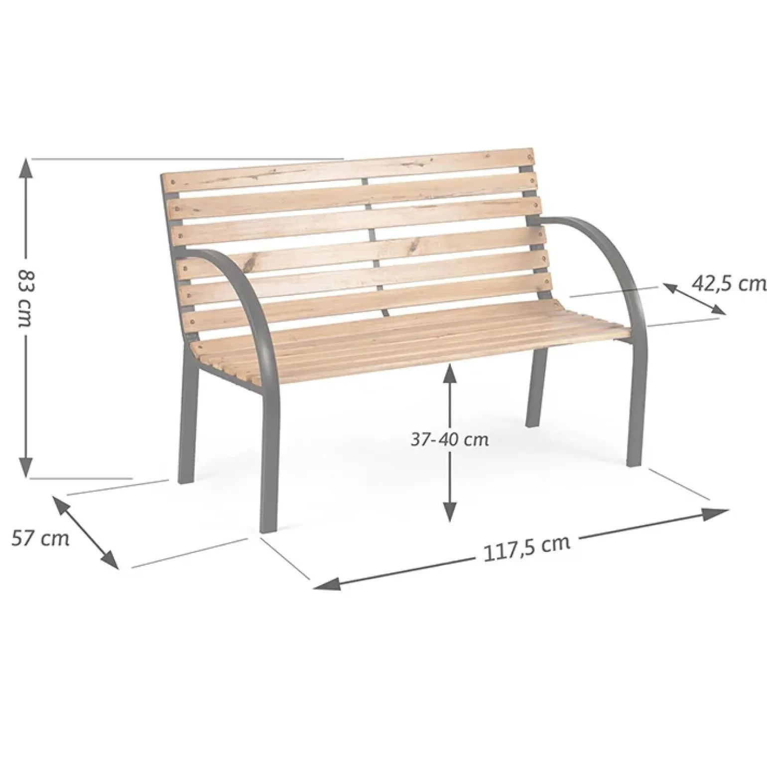 Panchina da giardino con schienale rovere Sit