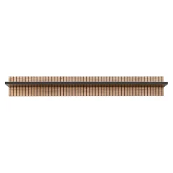 Parete attrezzata con biocamino 340x192h cm noce con stampa nera Mendes