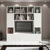 Parete attrezzata libreria 218x218h cm componibile moderna bianco frassinato Kubic 08