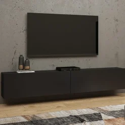 Parete attrezzata sospesa 226x140h cm nero rovere Fusion 2