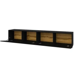 Parete attrezzata sospesa 226x140h cm nero rovere Fusion 2