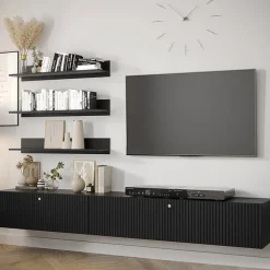 Parete attrezzata sospesa 250x150h cm nero Kiruna 2