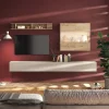 Parete attrezzata sospesa 276x202h cm moderna beige rovere chiaro Sunset 70