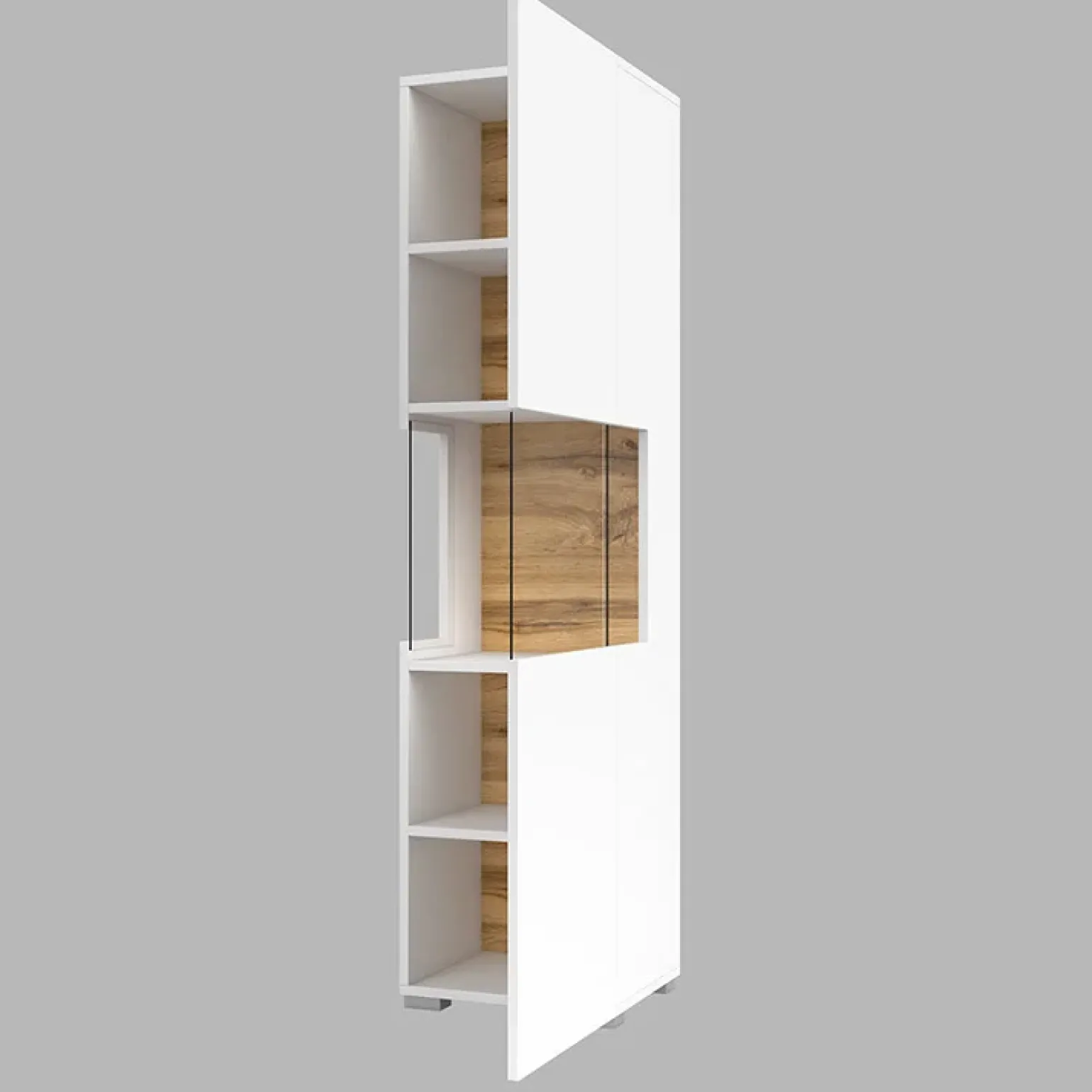 Parete attrezzata sospesa 226x140h cm bianco rovere Fusion 2