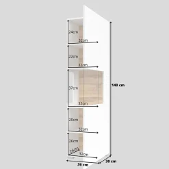 Parete attrezzata sospesa 226x140h cm bianco rovere Fusion 2