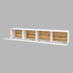 Parete attrezzata sospesa 226x140h cm bianco rovere Fusion 2
