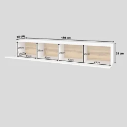 Parete attrezzata sospesa 226x140h cm bianco rovere Fusion 2