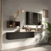 Parete attrezzata sospesa 190x120h cm moderna beige rovere scuro ossido Sunset 87